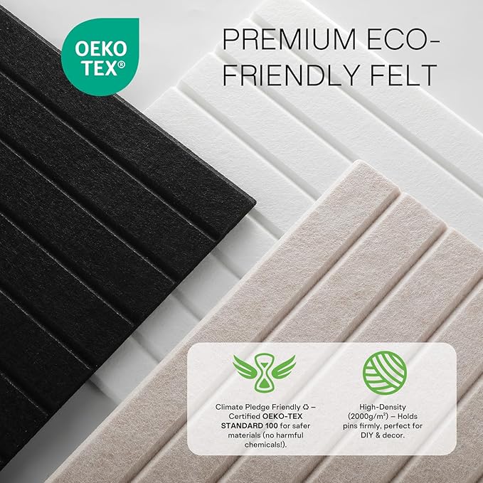 MaxGear Large Cork Boards for Walls 48" x 36", White Felt Bulletin Board Tiles for Office Decor, 12 Pack Felt Wall Tiles with Slat Paneling, Push Pin Board Home Wall Organizer