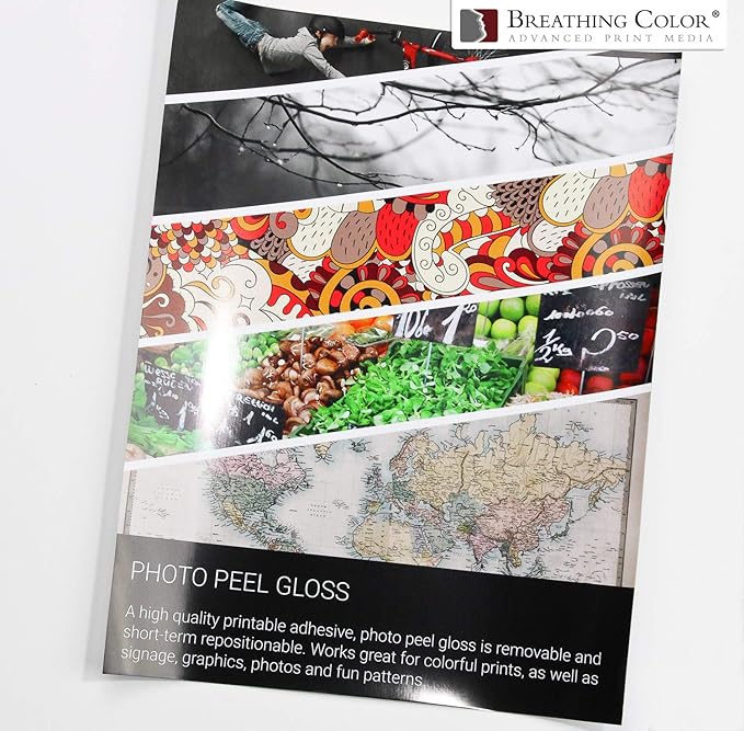 Photo Peel Glossy Printable Adhesive Vinyl Roll 44 inches x 60 feet Inkjet Peel and Stick Sticker Paper Works with All Inkjet Printers Including Professional Makes and Models