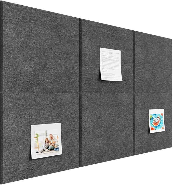 Large Cork Boards for Walls – 36" x 24" Self Adhesive Felt Wall Tiles, Ideal for Office Black Bulletin Board, Easy to Install Pin Board Photo Board