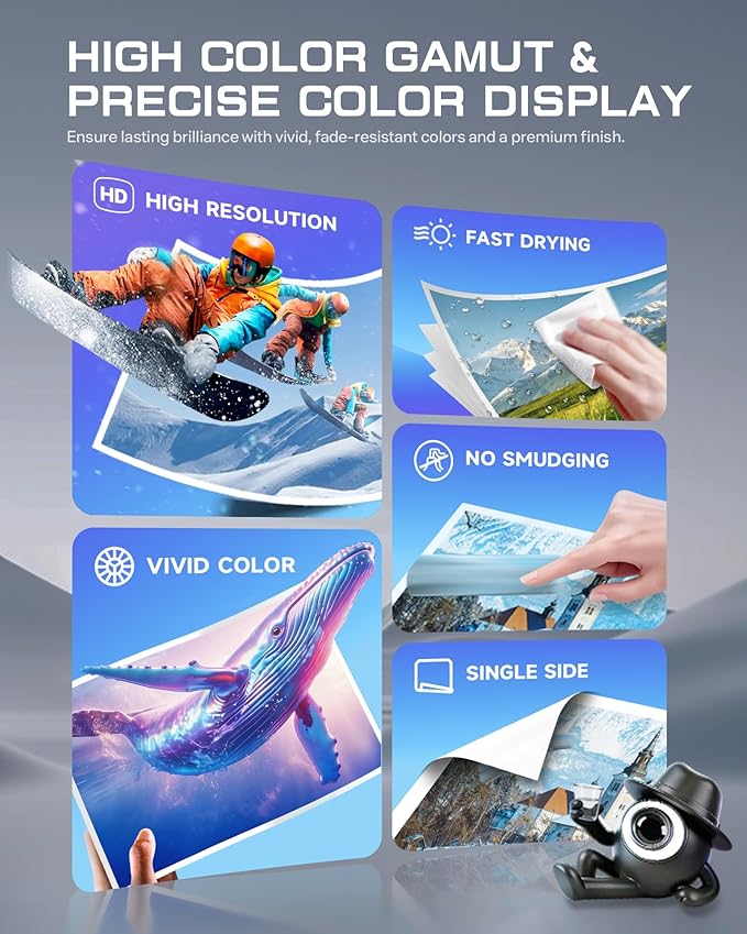 220 Sheets Thin Glossy Photo Paper 8.5x11 Inches 37lbs 135Gsm for Inkjet Printers with Dye Ink Ideal for Brochure Paper, Flyers Paper Custom Chip Bag Party Favors