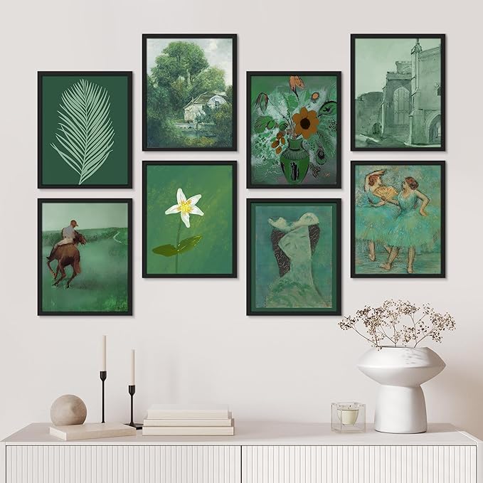 SIGNWIN Framed Poster Bathroom Decor 11"x14"x 8 Black, Wall Art Room Decor Multicolor for Living Room, Bedroom, Office Green Jungle Plant Ballet European Landscape Vintage Illustrations Bohemian