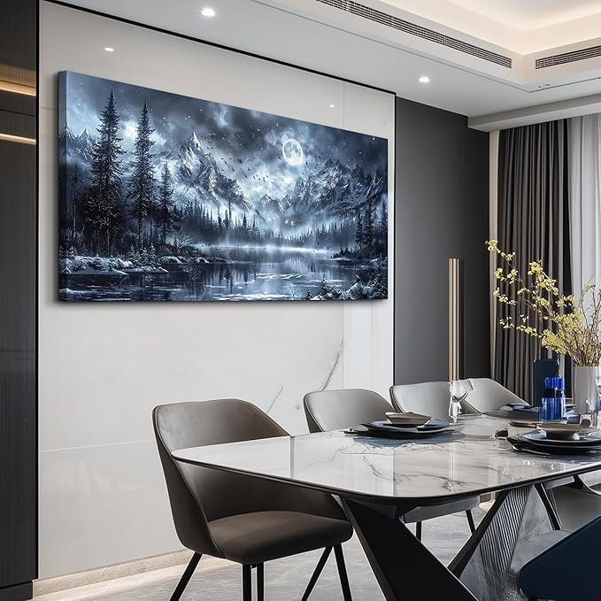 FUHAIHUA Canvas Wall Art For Living Room Wall Decor For Office Bedroom Decorations Black And White Wall Paintings Forest Landscape Pictures Hotel Artwork Posters Home Decor Ready to Hang 20X40 In