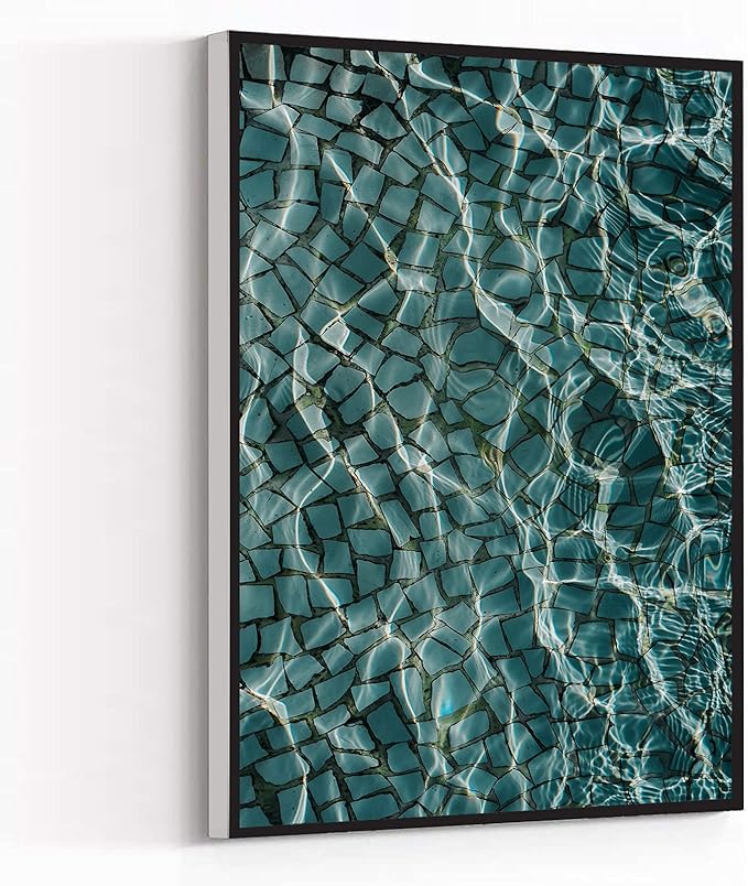 Wall Art Framed Ready to Hang Blue And White Abstract Painting See Sea Abstract Art Canvas Wall Art For Home Office Decoration 20*30 inches
