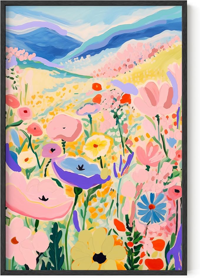 HAUS AND HUES Floral Art Wall Decor - Wildflowers Wall Art for Living Room, Floral Artwork for Bedroom Walls, Flower Painting for College Girls Dorm Room (Valley, Unframed, 24x36)