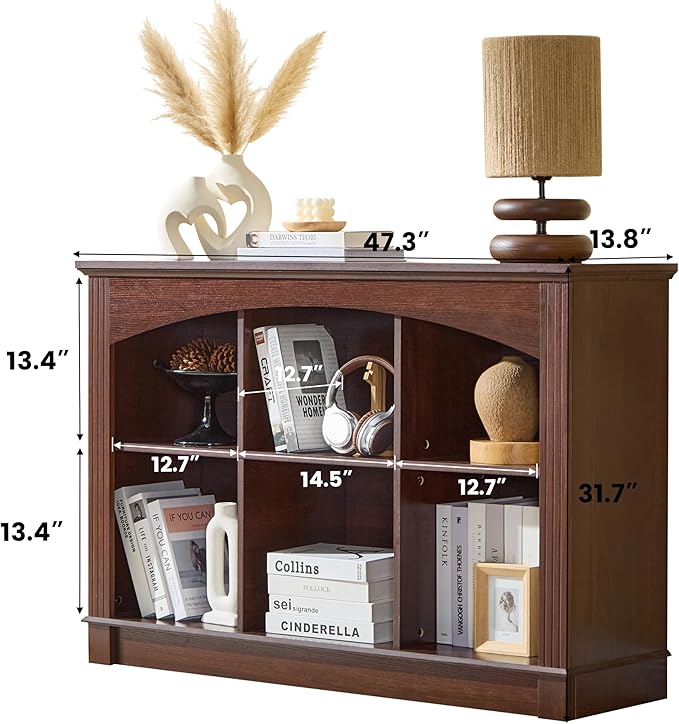 LIDYUK Bookshelf, 6-Cube Bookcase and Kids Bookshelf, Wooden Storage Cabinet with Cube Organizer, Modern Book Shelf Furniture, Living Room, Office Storage, Toy Organizer, Display Cabinet Cherry