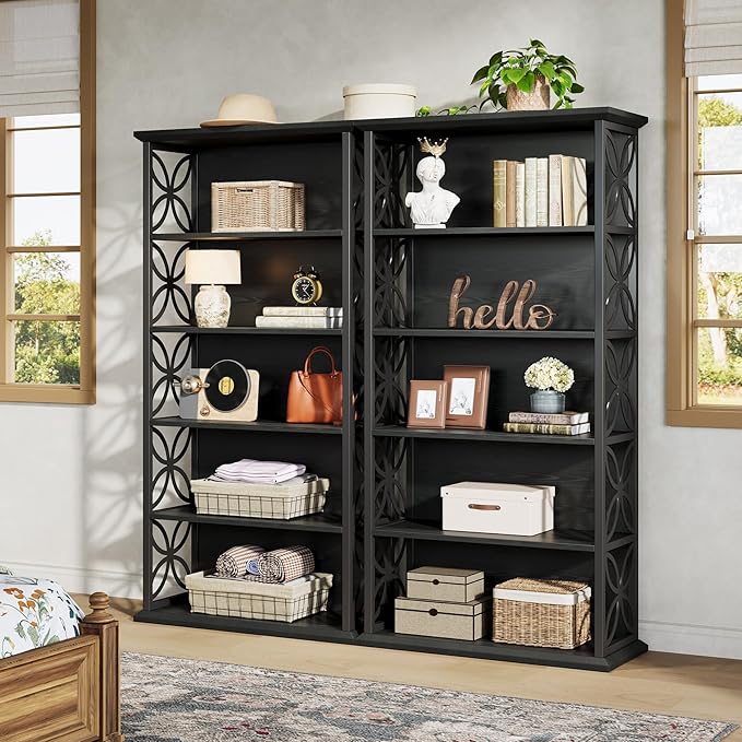 Tribesigns 6-Tier Tall Bookshelf, 71" Industrial Bookcase with Metal Frame, Freestanding Open Storage Shelves for Home Office, Living Room, Bedroom