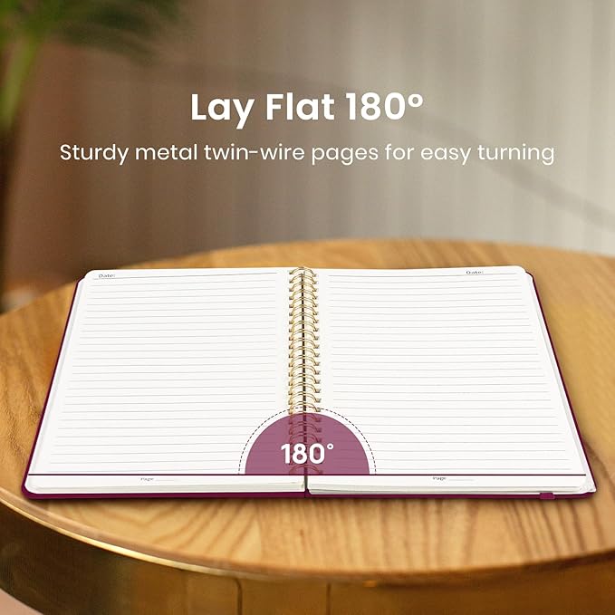 Taja Lined Spiral Journal Notebook for Women & Men, 140 Pages, College Ruled Hardcover Notebook for Work & Note Taking, Journals for Writing, A5(5.7" x 7.9") – Crabberry Red