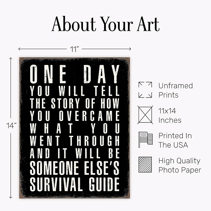 Motivational Wall Art 11x14 - Inspirational Quote Poster for Office - Black Minimalist Decor - Positive Sayings Wall Art - Encouragement Gifts for Men - Success Mindset Home Office Decoration Unframed