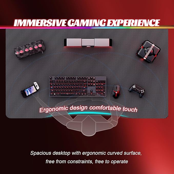 HLDIRECT 32 Inch A-Shaped Gaming Desk with Carbon Fibre Surface - Ergonomic PC Workstation for Home Office & Simple Gaming