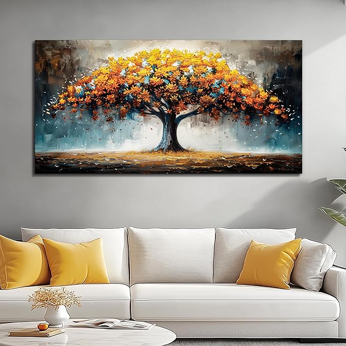 KELIYUAN Large Wall Art For Living Room Canvas Wall Decor For Bedroom Office Restaurant Mural Abstract Tree Landscape Wall Pictures prints Artwork Ready To Hang Modern Aesthetic Home Decor 24x48In