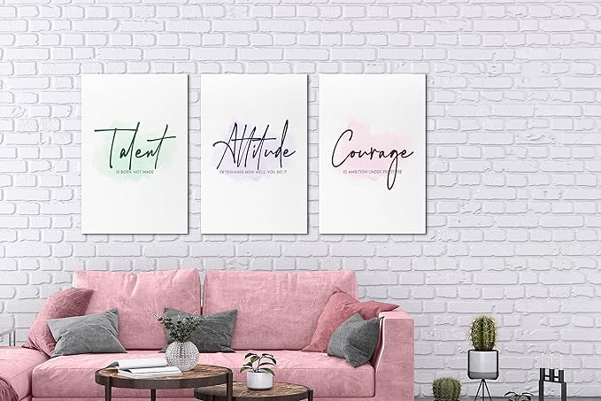 3 Piece Motivational Quotes Canvas Print Pictures Wall Decor, Men Women Inspirational Framed Artwork Home Office Decor 16"x24" x 3 Pcs