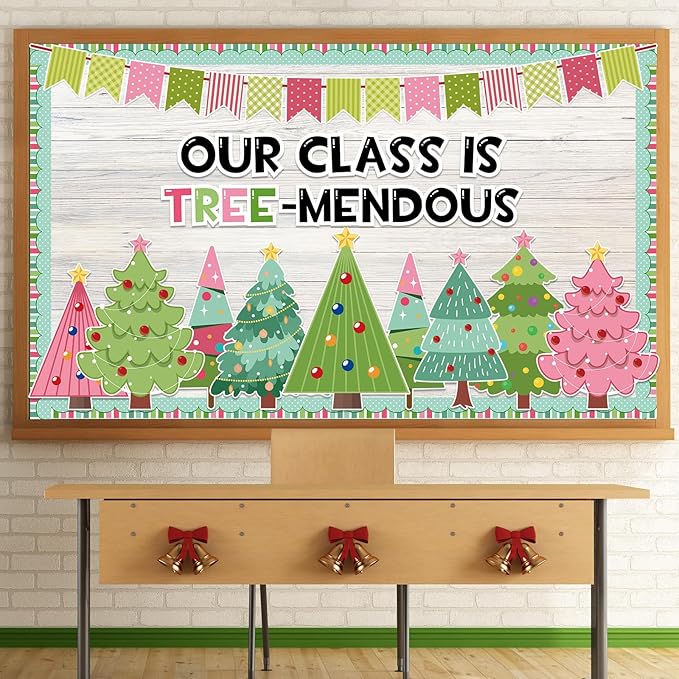 gisgfim Merry Christmas Tree Paper Cutouts Winter Tree Classroom Bulletin Board Set for Xmas Winter Holiday Party School Home Wall Decor Supplies