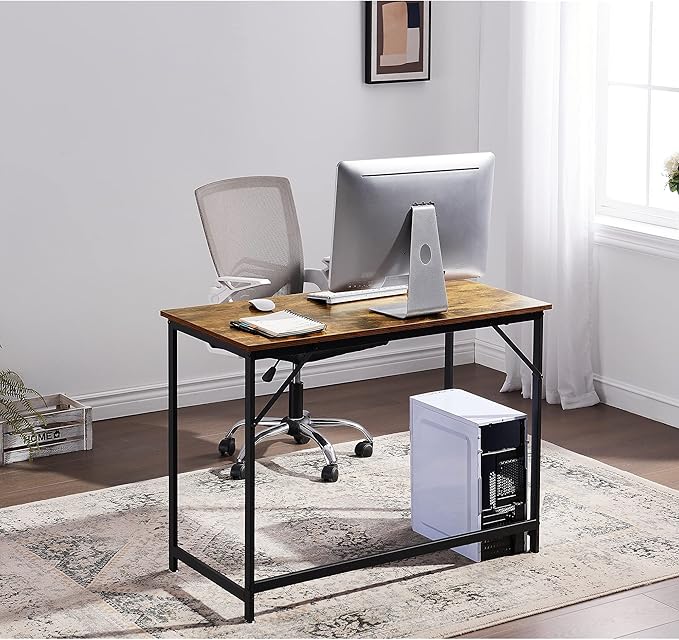 ivinta Computer Desk, Industrial Home Office Desk with Metal Frame, 40" Workstation for Small Spaces Living Room Bedroom Single (Vintage, Easy Assemble)