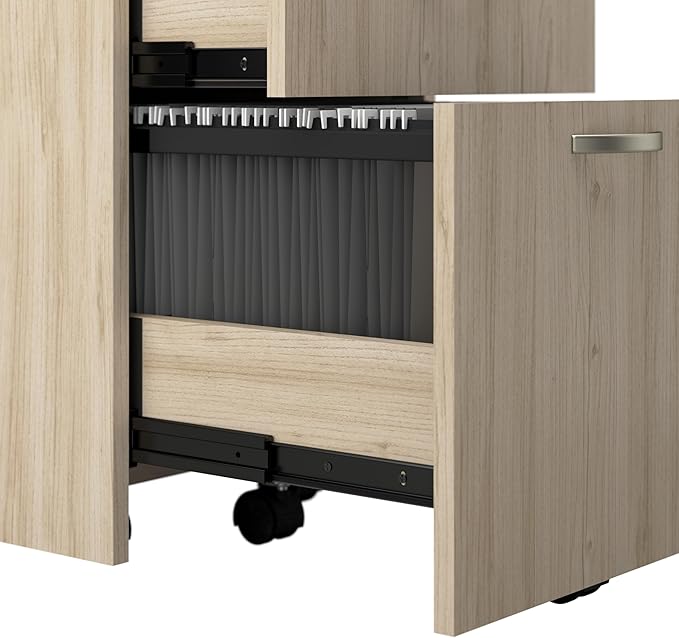 Bush Business Furniture 3 Drawer Rolling File Cabinet, Under Desk Storage, Office in an Hour Collection, Natural Elm