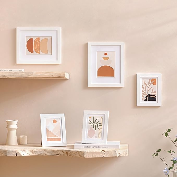 eletecpro 5x7 Picture Frames Set of 10, Picture Frame Collage Wall Decor Display 4x6 Photo with Mat or 5x7 without Mat, Home Decor Gallery Frame for Table Top or Wall Mounting, White