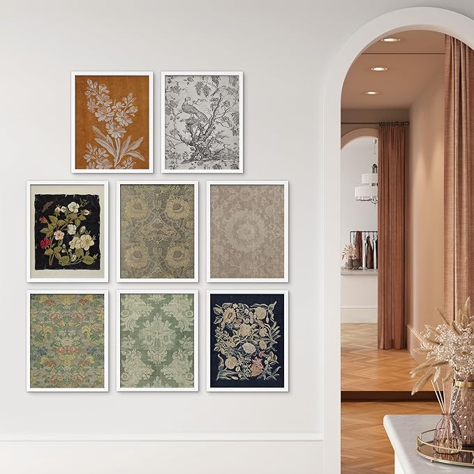 SIGNWIN Framed Poster Wall Art Set of Floral Botanical Flower Landscapes for Living Room, Bedroom, Office - 8"x10"x 8 White