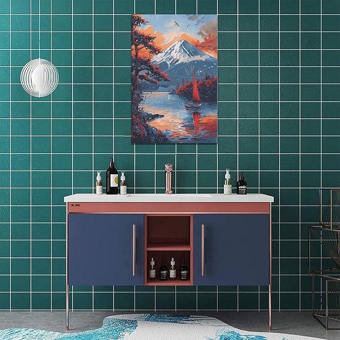 Japanese Wall Art Japan Pictures Wall Decor Asian Landscape Canvas Painting Print Home Modern Artwork Decorations Framed for Bathroom Living Room Bedroom Office 16 x 24 inch