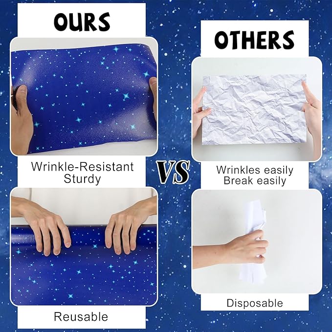 Outer Space Bulletin Board Roll Reusable Waterproof Erasable Blue Night Sky Board Galaxy Fabric Bulletin Board Fadeless Night Sky Background Galaxy Poster for Classroom Decor Wrap Craft 15.5" x20ft