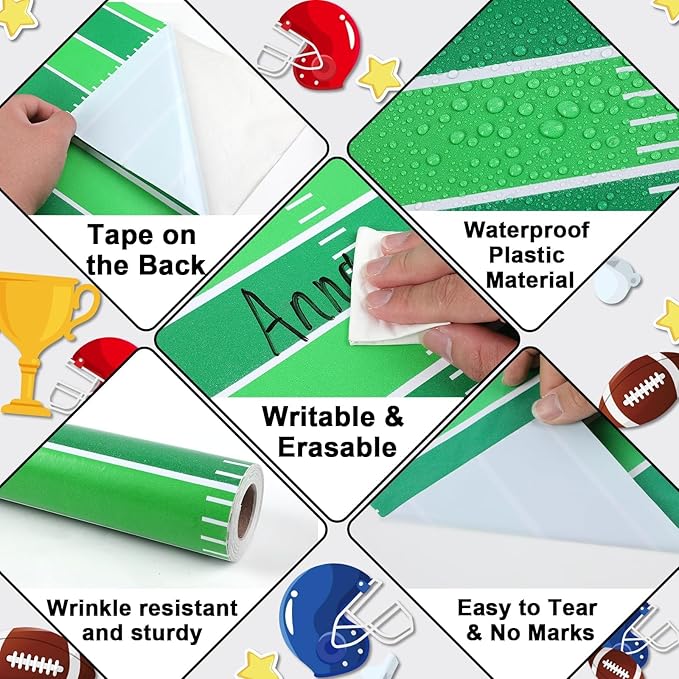 Football Bulletin Board Roll Plastic Bulletin Board Roll 15.75inch x 23ft Peel and Stick Anti Wrinkle Bulletins Boards for Football Party 2026 Classroom Sports Wrap Supply Wall Decoration