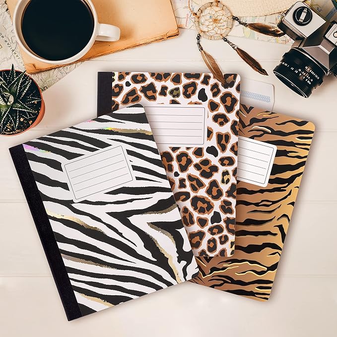 Pukka Pad, Composition Notebooks - 3 Pack of Journals Featuring 140 Pages of College Ruled 80GSM Paper with Sturdy Cover Stock - 9.75 x 7.5in - Wild