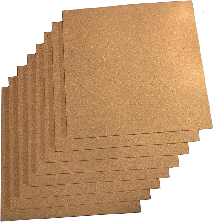 Classic Mules Cork Board Tiles - 8 Pack Square - 12" x 12" - 1/4" Thick Cork Tiles - Premium Natural Cork for Bulletin Board, Display or Mini Wall - 72 Self Adhesive Squares Included