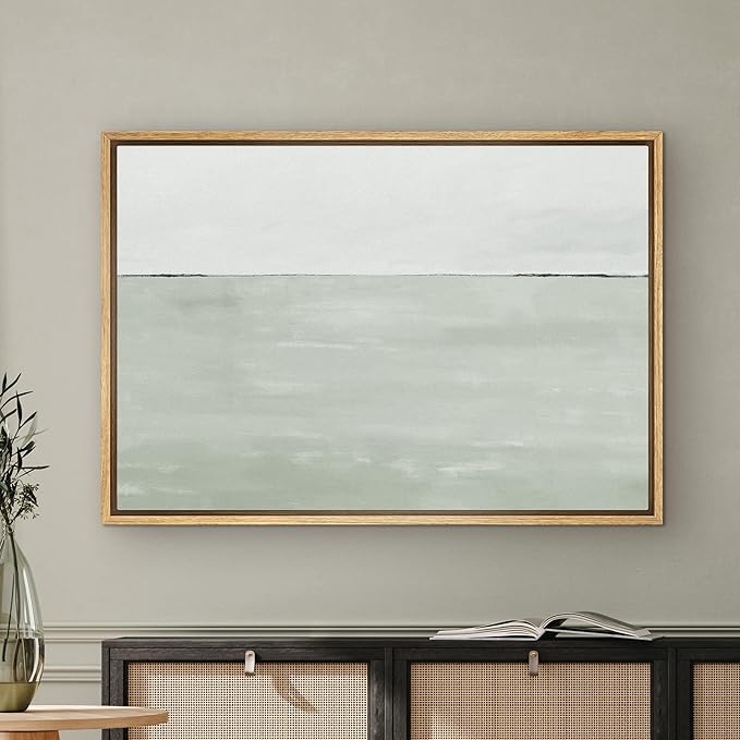 SIGNWIN Framed Canvas Print Wall Art Gray Watercolor Pastel Color Field Abstract Shapes Illustrations Modern Art Decorative Contemporary Chic Minimal for Living Room, Bedroom, Office - 16"x24" NATURAL