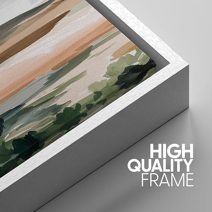 SIGNWIN Framed Canvas Print Wall Art Set Bright Pastel Plains Illustrations Decorative Relax/Calm Zen for Living Room, Bedroom, Office - 24"x36"x3 WHITE