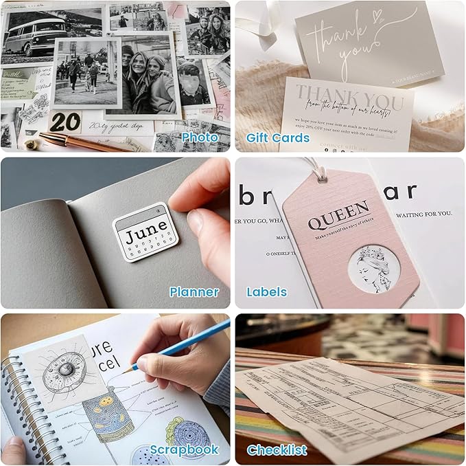 Mini Sticker Printer, Portable Bluetooth Inkless Thermal Label Maker with 3 Rolls Paper, Rechargeable Sticker Print Pod for Journaling, Notes, DIY Crafts, Home & Office