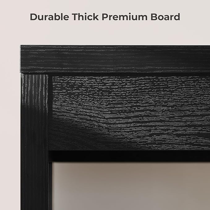 SICOTAS Computer Desk Writing Table - 47-Inch Wooden Study Desk for Bedroom, Farmhouse Home Office Desk with Drawer, Boho Makeup Vanity Table for Dormitory (Black Oak, 1 Piece)