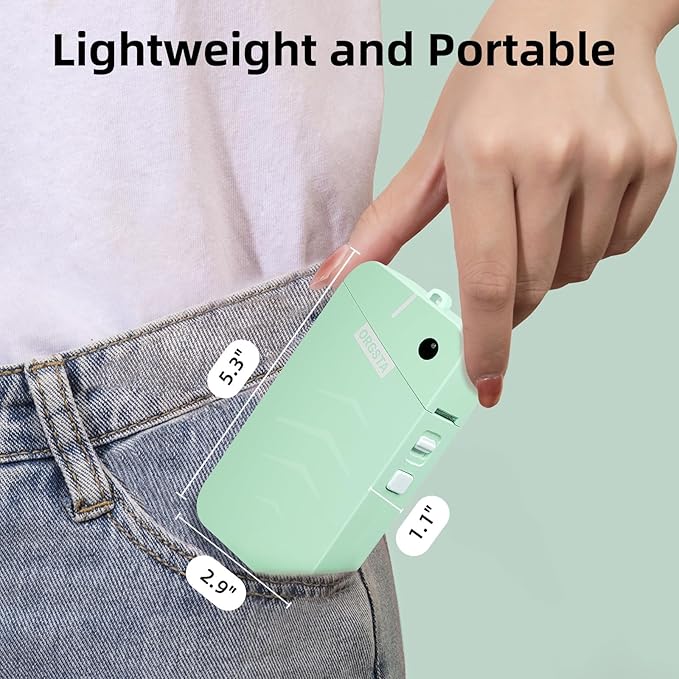ORGSTA S001 Label Maker Machine with Tape, Portable Bluetooth Label Maker for Home and Office Organization, Thermal Label Printer Mini Sticker Maker with Multiple Templates, Green