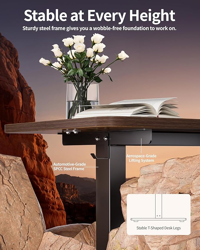 BIZUM Electric Standing Desk 60 x 24 Inch Computer Desk-Gaming Desk Dark Walnut Home Office Desks Height Adjustable Memory Stand Up Computer Workstation