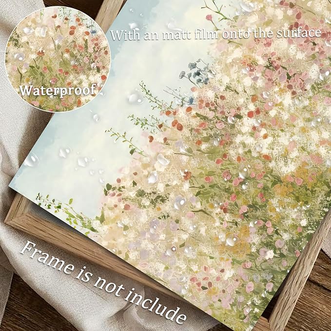 uniro Wildflower Field Vintage Canvas Wall Art for Home Decor, Spring Landscape Art Print, Botanical Floral Posters Oil Painting Wall Art, Plant Flower Pictures Farmhouse for Living Room, Bedroom, Bathroom Decor( 8" x 10"-UNFRAMED)