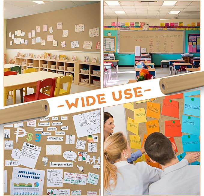 16 in x 40 Ft Fabric Bulletin Board Roll Classroom Non Woven Fabric Background Decorations Waterproof Wrinkle Resistant Bulletin Board for Back to School Wall Decor(Brown,Pure)