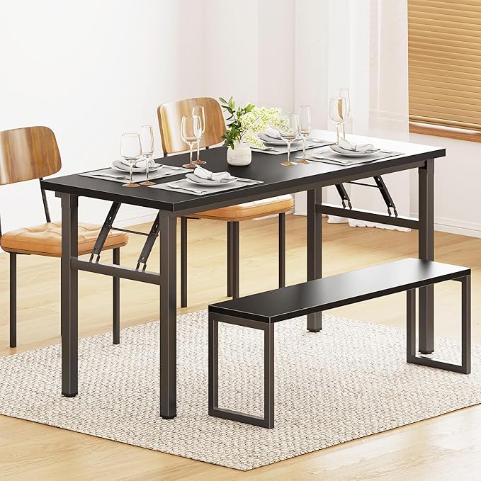 Need Office Computer Desk - 54.3L Sturdy and Heavy Duty Folding Laptop Table, Writing Table Home Office Desk, No Assembly Required Black