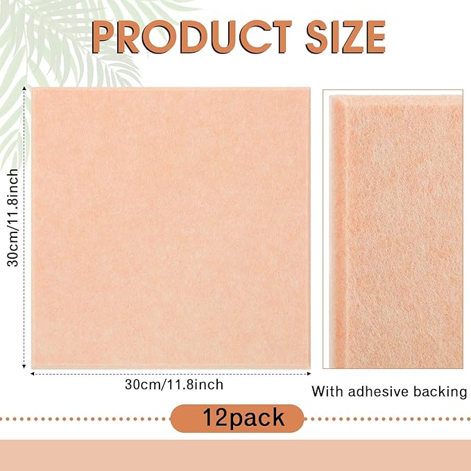 Honoson 12 Pack 47"x35" Large Cork Boards Tiles Alternative Felt Wall Tiles Bulletin Board with Safe Adhesive Cork Board Squares for Walls Organize Home Office Classroom Pin Photo Panels(Light Pink)
