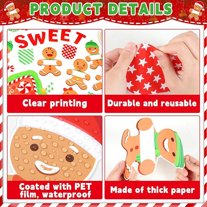 gisgfim Christmas Gingerbread Bulletin Board Decorations Gingerbread Man House Paper Cutouts Xmas Winter Holiday Bulletin Board Decor for Classroom Door Blackboard School Home Wall Decor Supplies