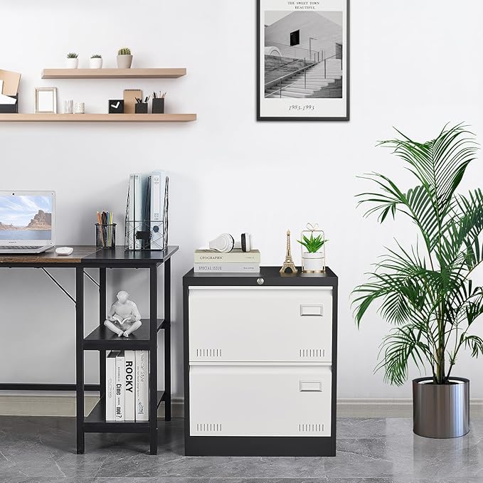 GREATMEET Lateral File Cabinet,Lateral File Cabinet 2 Drawer with Lock,Metal Lateral File Cabinets for Home Office,2 Drawer Lateral Filing Cabinet for Legal/Letter/A4/F4