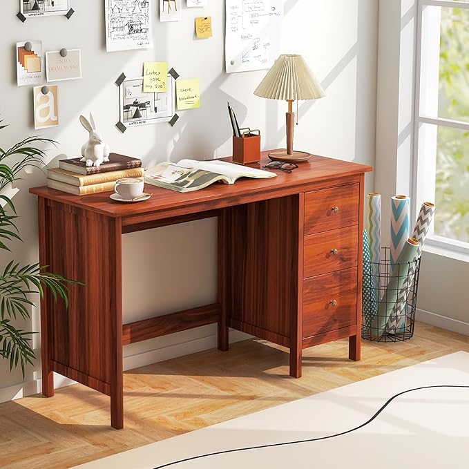 Tangkula Computer Desk with 3 Storage Drawers, Modern Home Office Desk with Storage Drawers & Spacious Desktop, Compact Writing Study Desk Laptop Desk for Bedroom, Multipurpose Computer Workstation