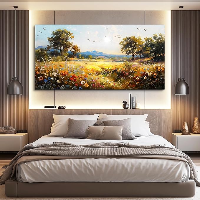 FUHAIHUA Canvas Wall Art For Living Room Wall Decor For Bedroom Office Wall Decoration Rural Pastoral Painting Artwork Room Aesthetic Home Decor 20x40 In