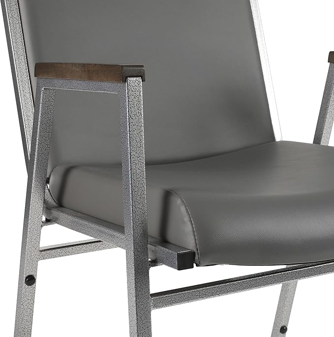Flash Furniture 4 Pack Hercules Heavy-Duty Vinyl Lobby Chairs with Ganging Brackets and Cushioned Seats, Stacking Chairs for Waiting Rooms/Offices, Gray