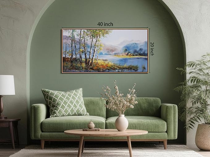 Arjun Framed Forest Picture for Living Room, Wall Art for Bedroom Nature Painting Wall Decor, Office Artwork Home Dining Room Large 40"x20"