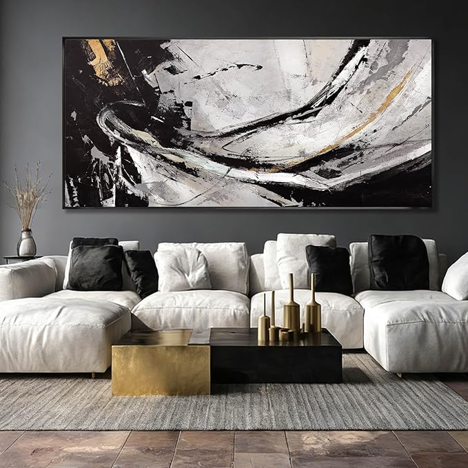 XIANSHOU Abstract Home Wall Decor Contemporary Photo Prints Grey and Black Art Posters 40"x86" Bedroom Artwork for Wall Pictures for Office