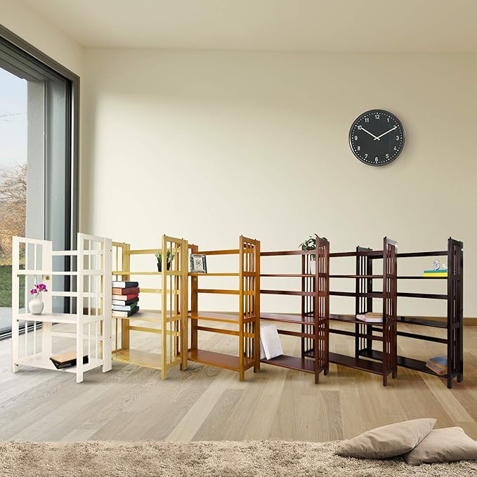 Casual Home 3 Shelf Folding Stackable Bookcase, 27.5" Wide, Espresso