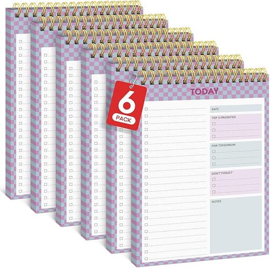 Taja 6 Pack of To Do List Notepad - To Do List Notebook for Work with 52 Sheets, 9.8" x 6.5", Undated Daily Planner Perfect for Daily Tasks and Goal Setting, Notepad Suitable for Office, Home & School - Lavender Checkered