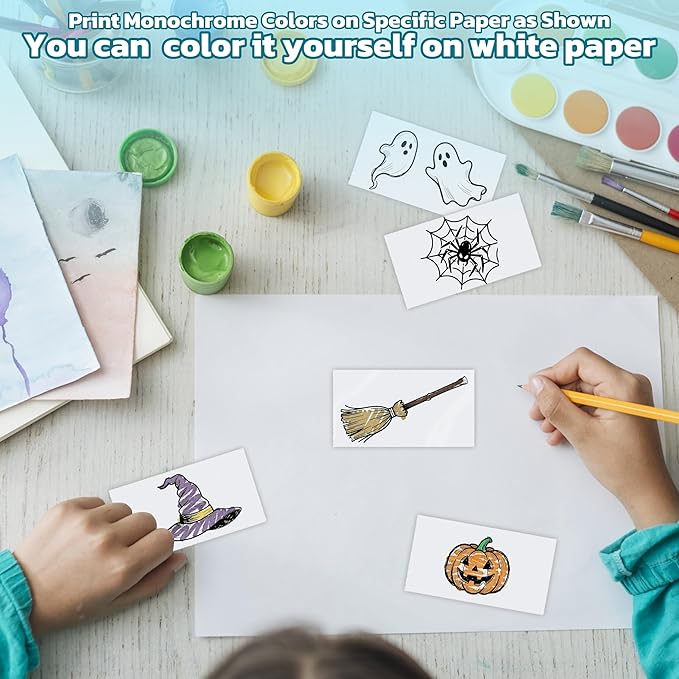 Mini Printer Portable Sticker Printer with 10 PaperRolls,Thermal Printing Pod,Ink-Free Bluetooth Label Maker DIY Crafts,Journals,Photos,Office & Home Use Printing Gift Box