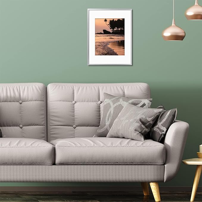 Golden State Art, Gallery Wall Frame Set of 6 - Silver 11x14 Aluminum Photo Frames with Mat for 8x10 Pictures - 11 x 14 inch Metal Frame with Real Glass Cover - Elegant Home or Office Decor