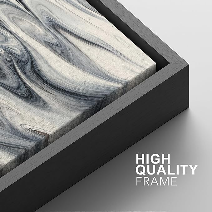 SIGNFORD Framed Wall Art Print Set Neutral Marble Swirl Abstract Elegant Fluid Pattern Digital Art Modern Art Contemporary for Living Room, Bedroom, Office - 16"x24"x3 BLACK