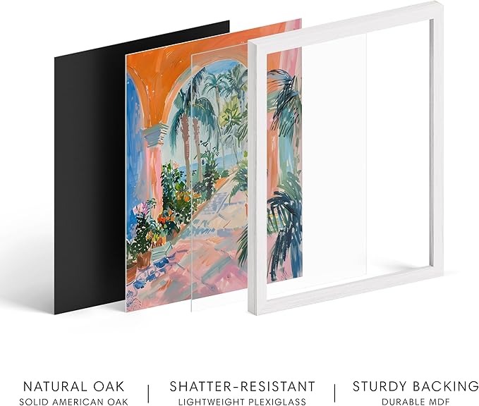 HAUS AND HUES Floral Art Wall Decor - Wildflowers Wall Art for Living Room, Floral Artwork for Bedroom Walls, Flower Painting for College Girls Dorm Room (City Scenery 3, White Frame, 8x10)