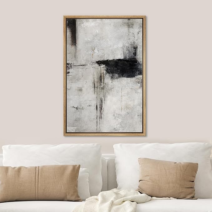 SIGNWIN Framed Canvas Print Wall Art Dynamic Abstract Brush Strokes Illustrations Modern Art Minimal Multicolor for Living Room, Bedroom, Office - 16"x24" Natural