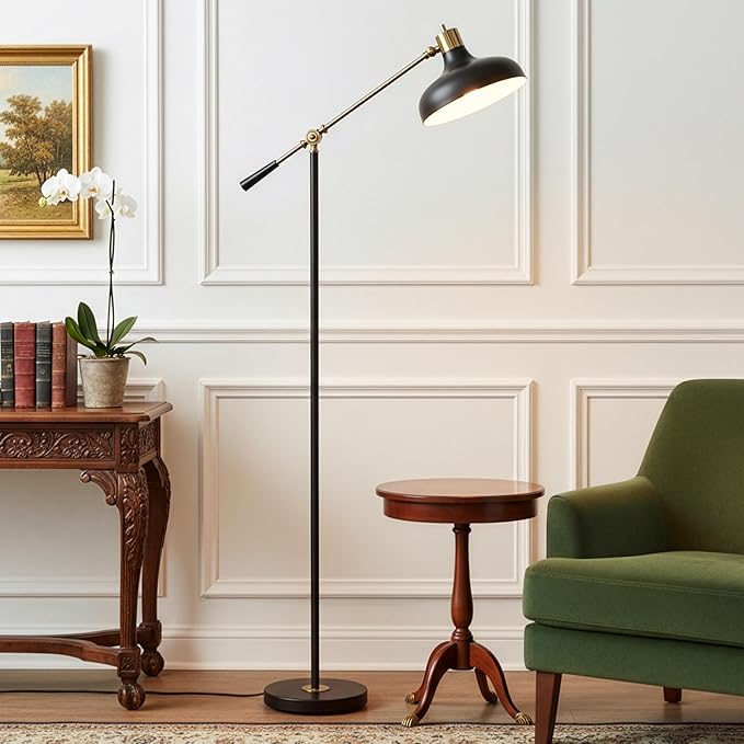 Brightech Wyatt LED Floor Lamp, Industrial Floor Lamp for Living Rooms & Offices – Charming Farmhouse Floor Lamp, Adjustable Head Standing Lamp for Bedroom Reading, Stunning Living Room Décor